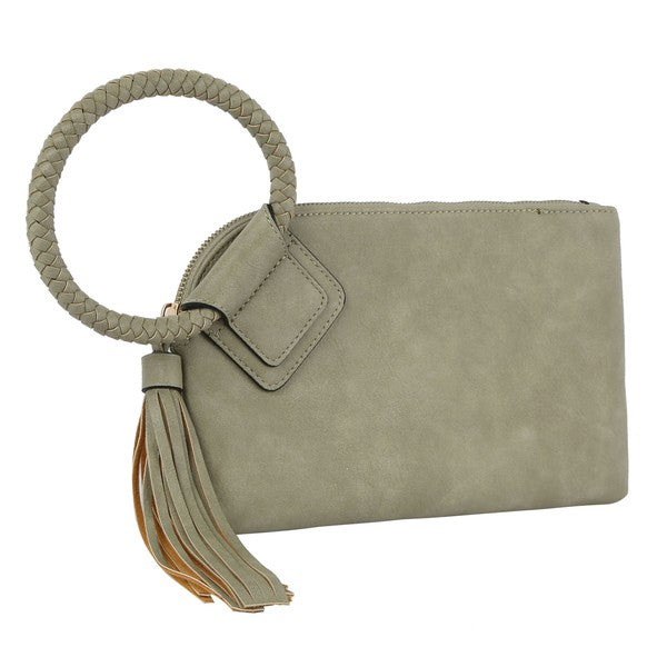 Cuff Handle Tassel Wristlet Clutch