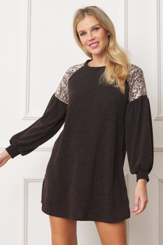 Plus Paisley Shoulder Accent Tunic Dress