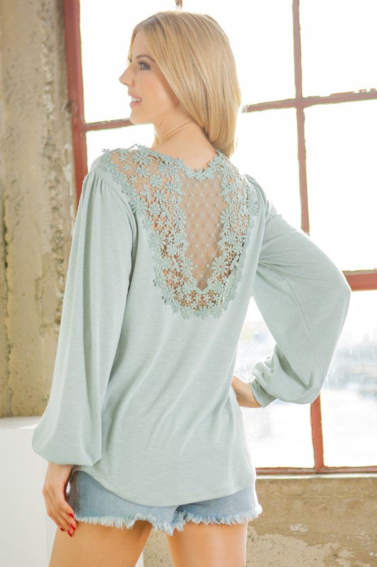 Back Patch Bell Sleeve Top