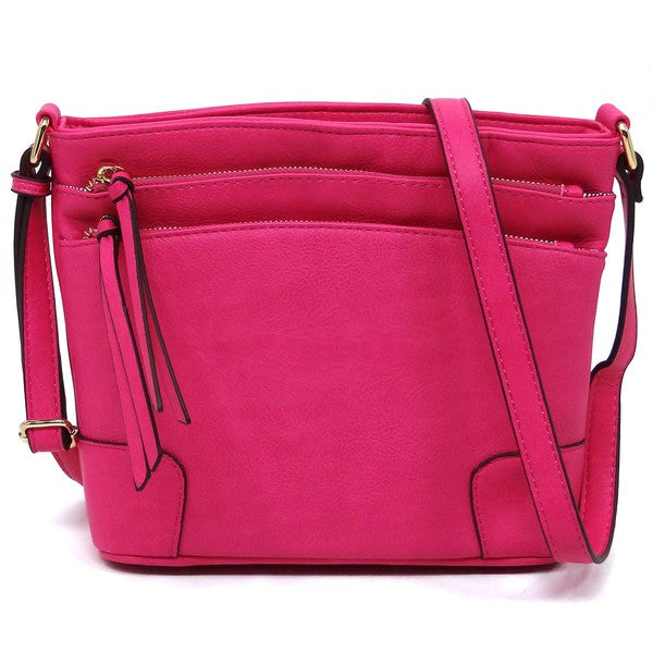 Multi Zip Pocket Crossbody Bag