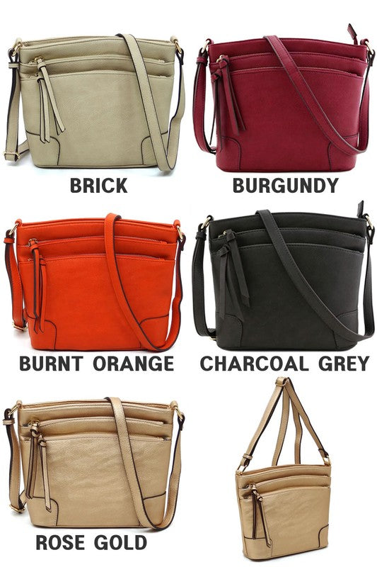 Multi Zip Pocket Crossbody Bag